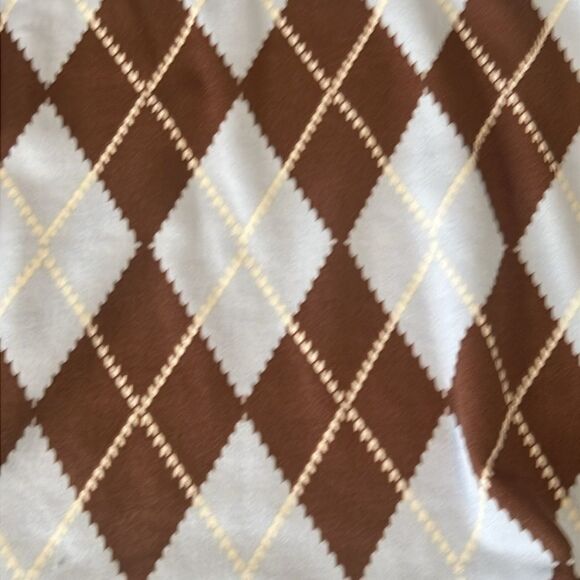 Haute Monde Brown and Light Blue Argyle Plaid Print Crop Top Size Medium NWT - Picture 10 of 11